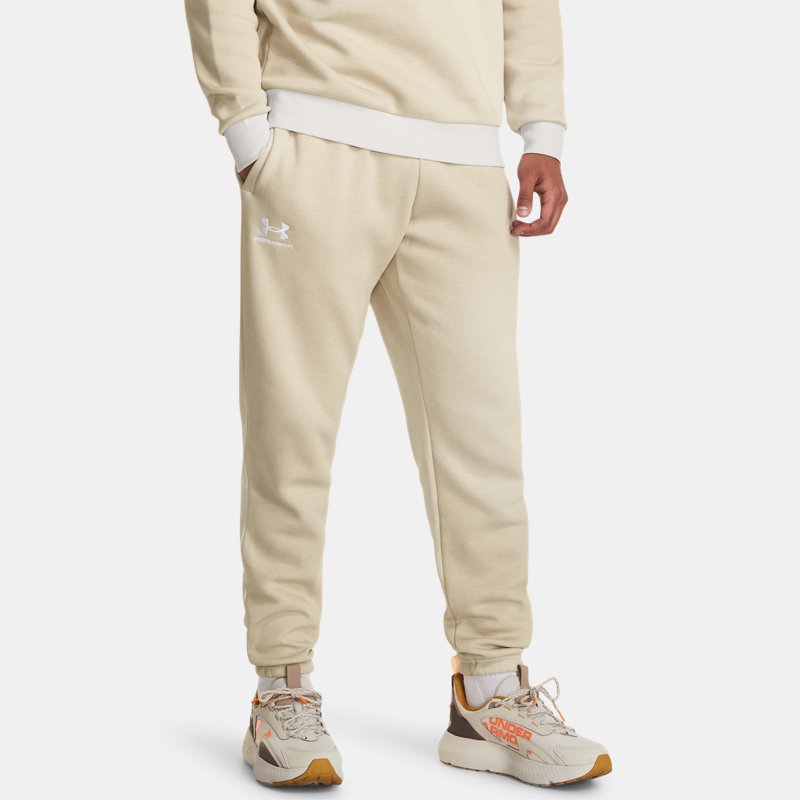 Pantalon de jogging Under Armour Essential Fleece pour homme Khaki Base / Blanc Clay / Blanc L